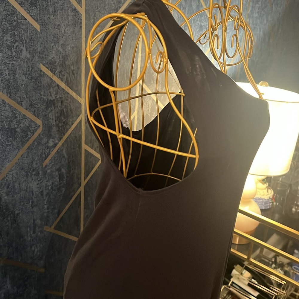 Double Zero Gray One Shoulder Maxi - image 2